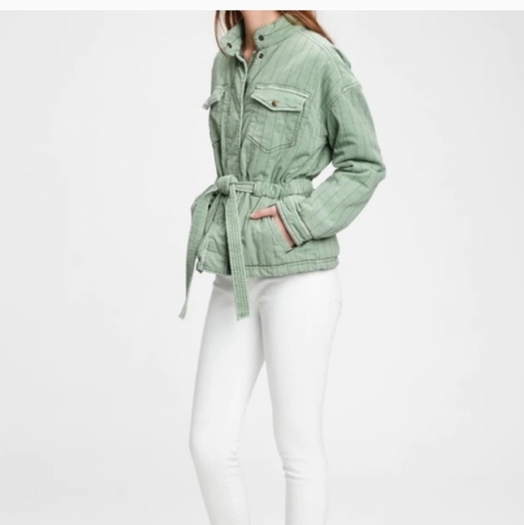 GAP Jackets & Blazers - GAP Quilted Utility Jacket Casual Pockets Sage Green Cabincore Rustic Size Small
